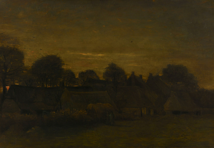 Farming Village at Twilight, 1884 (oil on canvas)