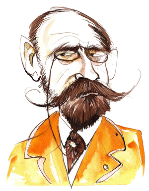French novelist Emile Zola (1840-1902); caricature