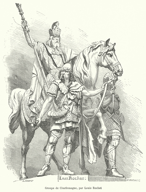 Statue of the Emperor Charlemagne, by Louis Rochet (engraving)