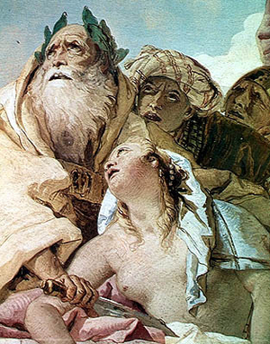 "The Iliad." The sacrifice of Iphigenia. Detail: Iphigenia and the priest, 1757 (fresco)