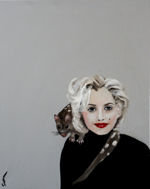 Marilyn with Quoll, 2016, (oil and Acrylic on canvas)