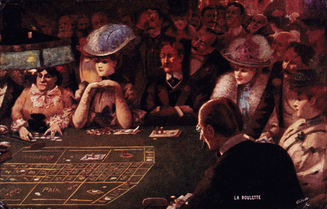 Crowd of People Around Roulette Table, La Roulette, Circa 1900