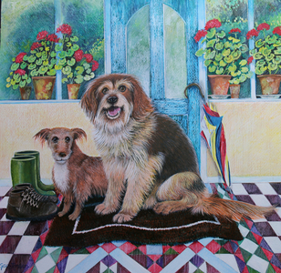 Time for Walkies, 2021 (acrylics on paper)