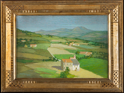 Landscape with house (oil on canvas)