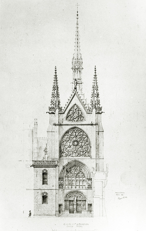 Drawing for the restoration of the Chapel, Château de Pierrefonds, 1864 (pen & ink on paper)