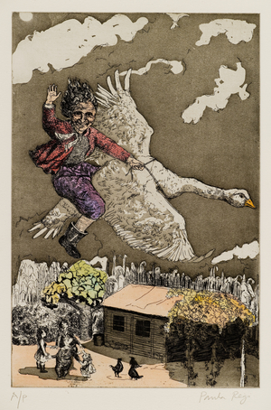Old Mother Goose, 1989 (hand coloured etching & aquatint