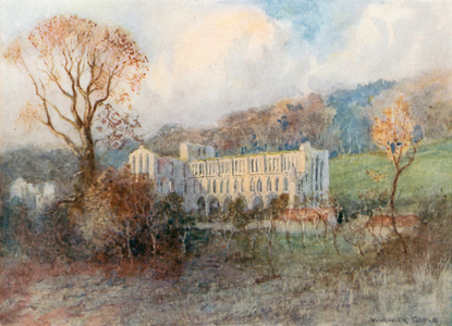 Rievaulx Abbey from the South (colour litho)