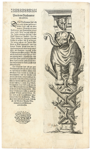 Column with figure of an Elephant, 1604 (engraving)