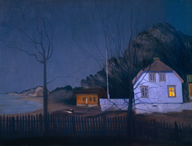 The Mansion and the Smallholder (oil on canvas)