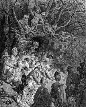 The River Bank - Under the Trees  by Gustave Doré