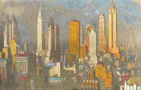 New York from the south end of Central Park, c.1931 (pastel on paper)
