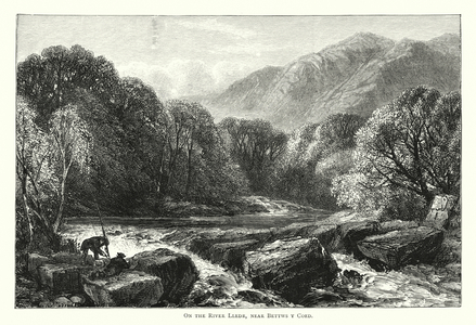 On the River Lledr, near Bettws y Coed (engraving)