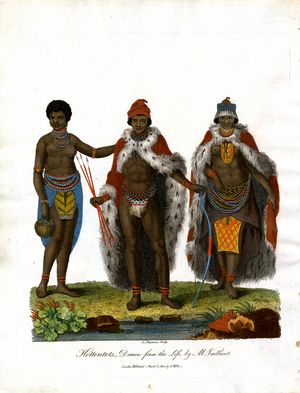 Hottentots Drawn from the Life by M. Vaillant, 1810 (print)