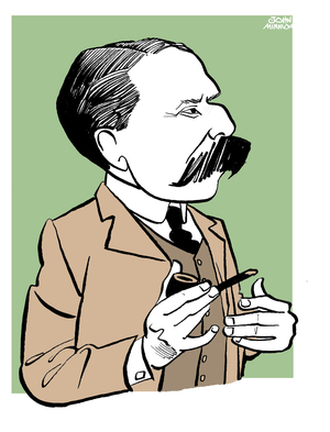 Edward Elgar - caricature holding pipe