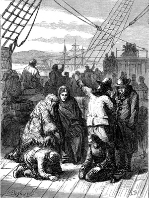 Immigrants arrival in California in 1885, 1890 (engraving)