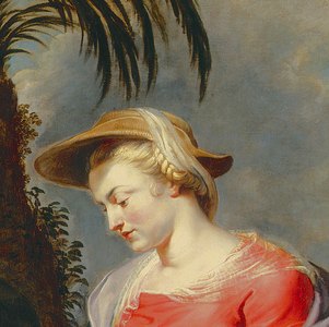 Return of the holy family from Egypt, detail of the Virgin Mary (oil on canvas) (detail of 478828)