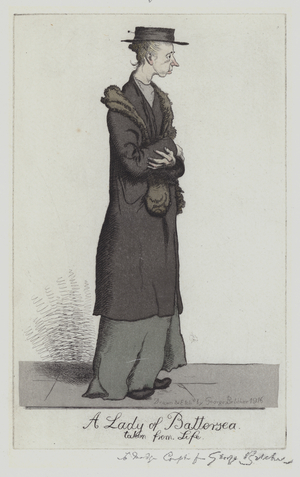 Portrait of a woman from Battersea, London, 1916 (colour litho)