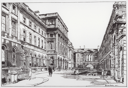 London: King's College, Strand, University of London (litho)