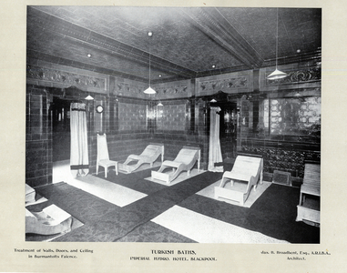 Burmantoft Tiles in the Turkish Baths at the Imperial Hydro Hotel, Blackpool, Burmantofts Catalogue, 1902 (b/w photo)