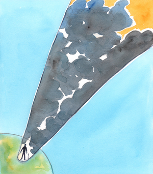 When a person lives only to satisfy his appetites, and even treats a child with disdain and cruelty, it is as though he is separated from God by hundreds of miles of impenetrable cloud, 2005 (w/c on paper)