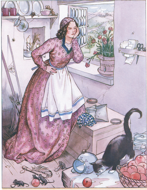 She began to get into her lazy ways (colour litho)