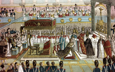 Coronation of French king Charles X in Reims, France, may 29, 1825, engraving