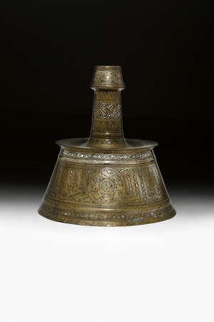 Mamluk candlestick (copper, silver and gold-inlay)