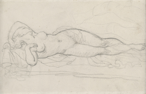 Study of a Female Nude for the Erotic Trio, 1816-1817 (black chalk on white paper)