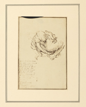Sketch for a figure in the 'Disputa', other studies and fragment of a sonnet, c.1860 (albumen print)