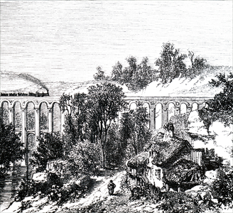 A train crossing viaduct.
