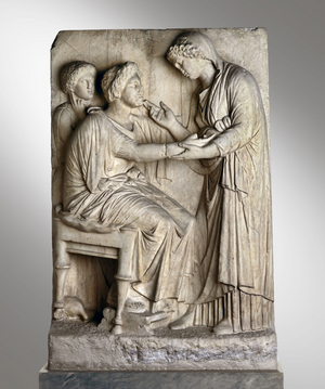 The funerary Stele of Farewell, -340 (Marble from Penteli)