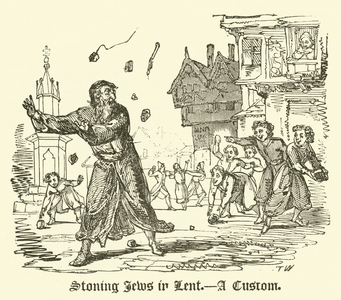 Stoning Jews in Lent, A Custom (engraving)