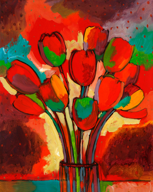 Kandinsky's Tulips, 1991 (casein on canvas)