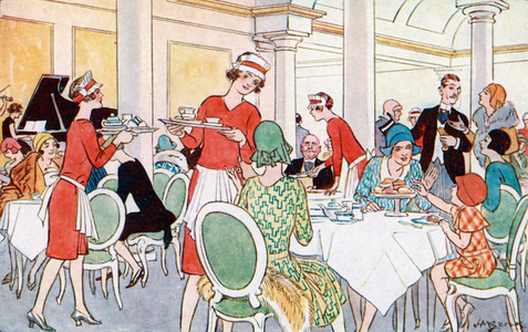 Le salon de the (the tearoom) (colour litho)