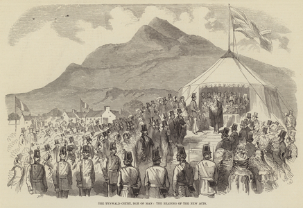 The Tynwald Court, Isle of Man, the Reading of the New Acts (engraving)