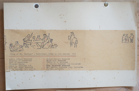 Group at the 'Cottage', Bournehill, 1858 (ink on paper)
