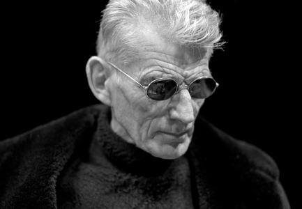 Samuel Beckett at the Royal Court Theatre, London in January 1973 (b/w photo)