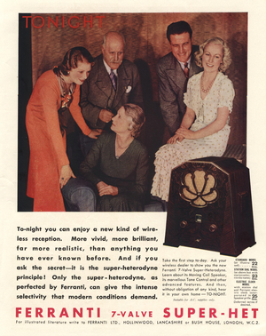 Radios ferranti, UK 1930s (print)
