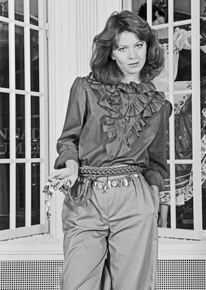 German actress and TV host Gabi Kimpfel presenting the latest in fashion, Germany around 1984