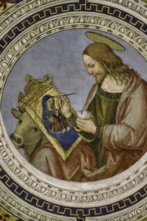 Saint Luke painting the Virgin, detail of the Vault of the Choir, 1505-1510 (fresco)