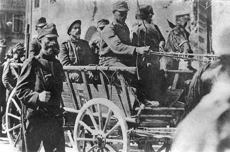 Cesare Battisti led to his execution, Trento, Italy, 1916 (b/w photo)