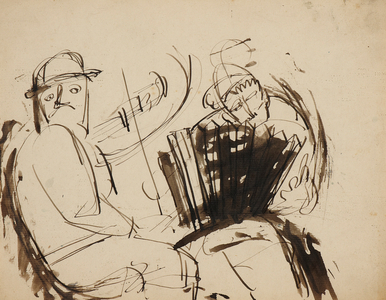 Musicians (from A Memory of Memories), c.1940-43 (pen & ink with wash on paper)