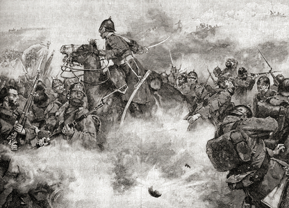 Crimean War.  The repulse of a Russian attack during the Siege of Kars, 1855.