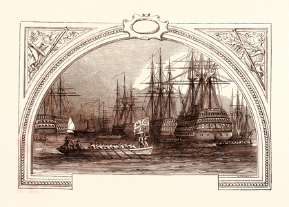 Review at Spithead by Queen Victoria, August 11, 1853. Spithead is an Area of the Solent and a Roadstead Off Gilkicker Point in Hampshire, England, UK