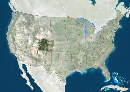 United States and the State of Colorado, True Colour Satellite Image
