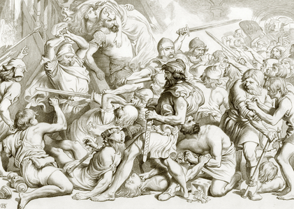 How Hereward rescues Alftruda (engraving)