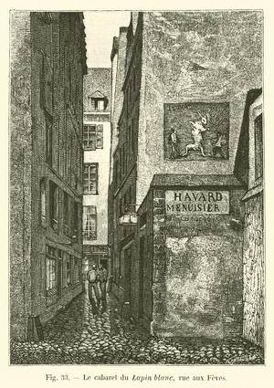 Le cabaret du Lapin blanc, rue aux Feves (engraving)