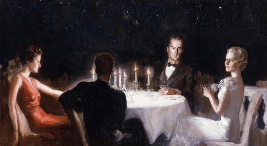 Dinner Under the Stars,  (oil on canvas)