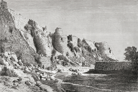 The city walls of Tughlakabad, Delhi, India in the 19th century.
