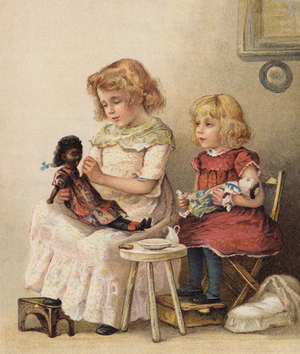 Playing at Mothers (chromolitho)
